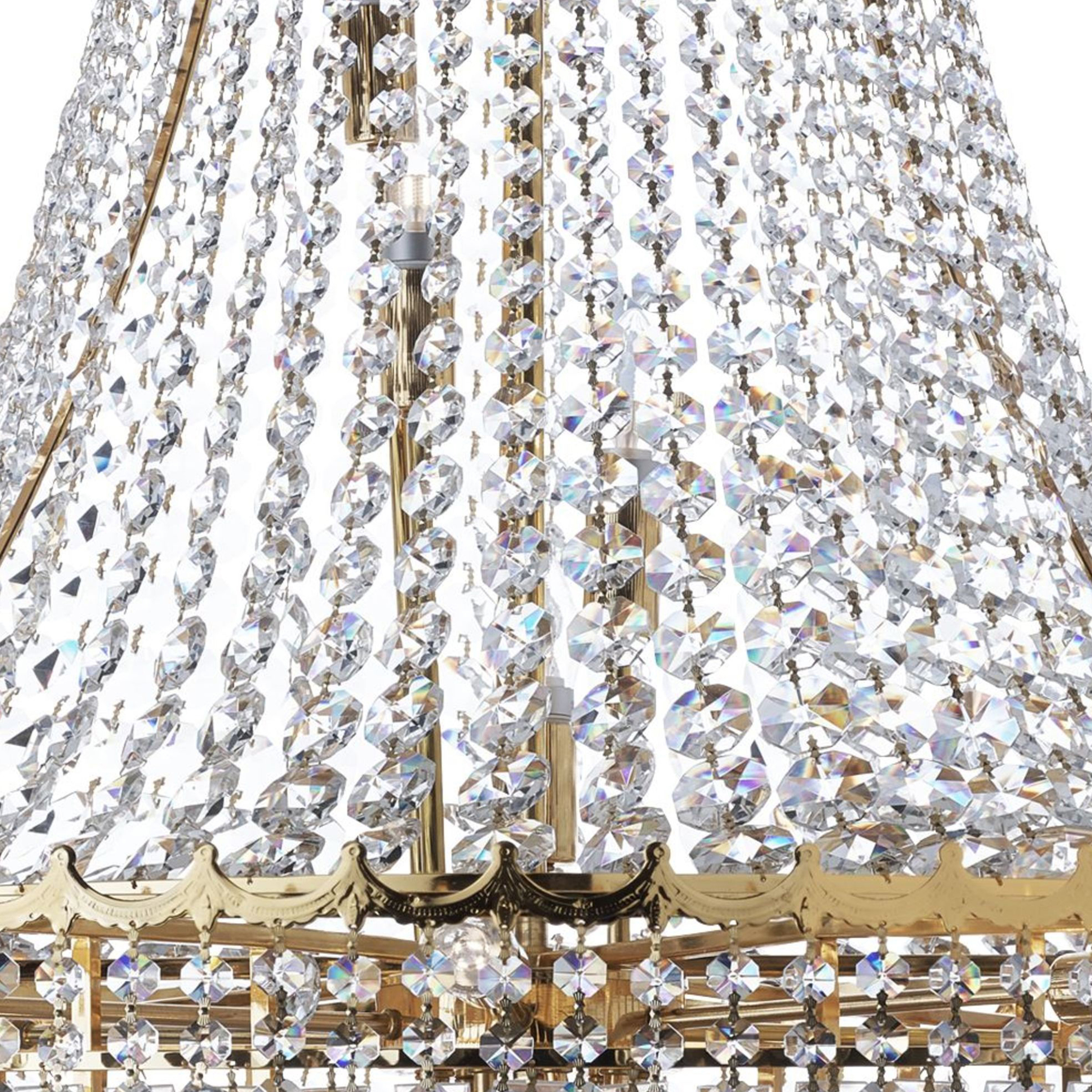 Lampadario Classico Versailles Acciaio Oro Vetro 19 Luci E14 9112-102GO