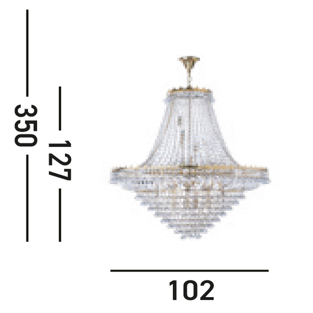 Lampadario Classico Versailles Acciaio Oro Vetro 19 Luci E14 9112-102GO