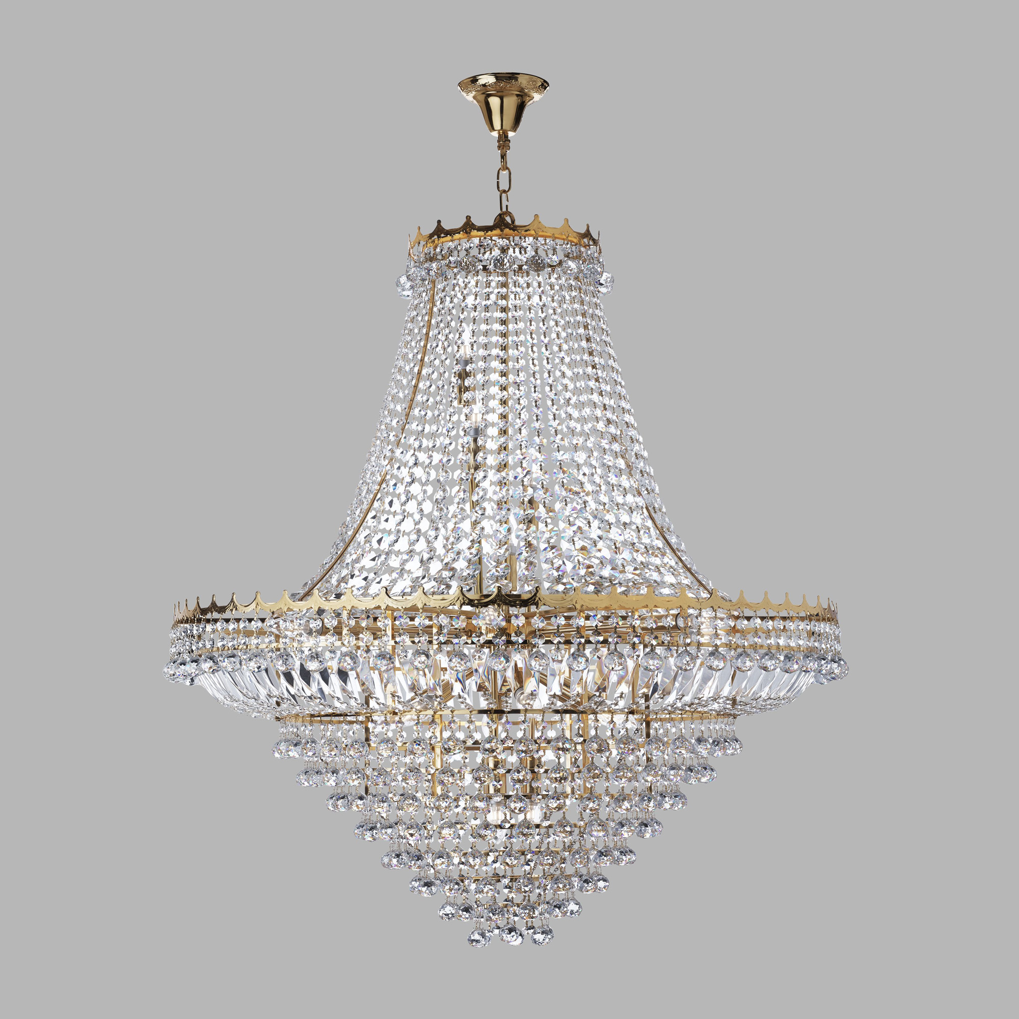 Lampadario Classico Versailles Acciaio Oro Vetro 19 Luci E14 9112-102GO