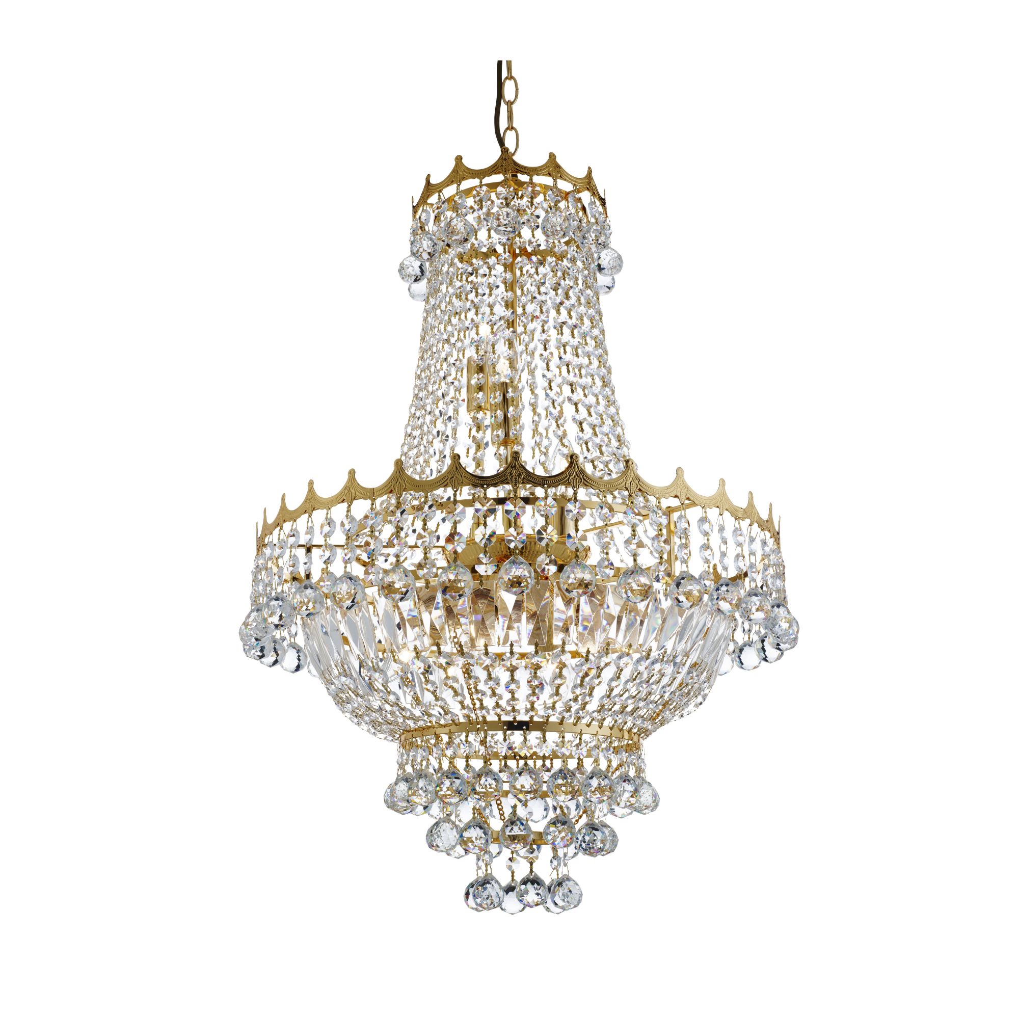 Lampadario Classico Versailles Acciaio Oro Cristallo 9 Luci E14 9112-52GO