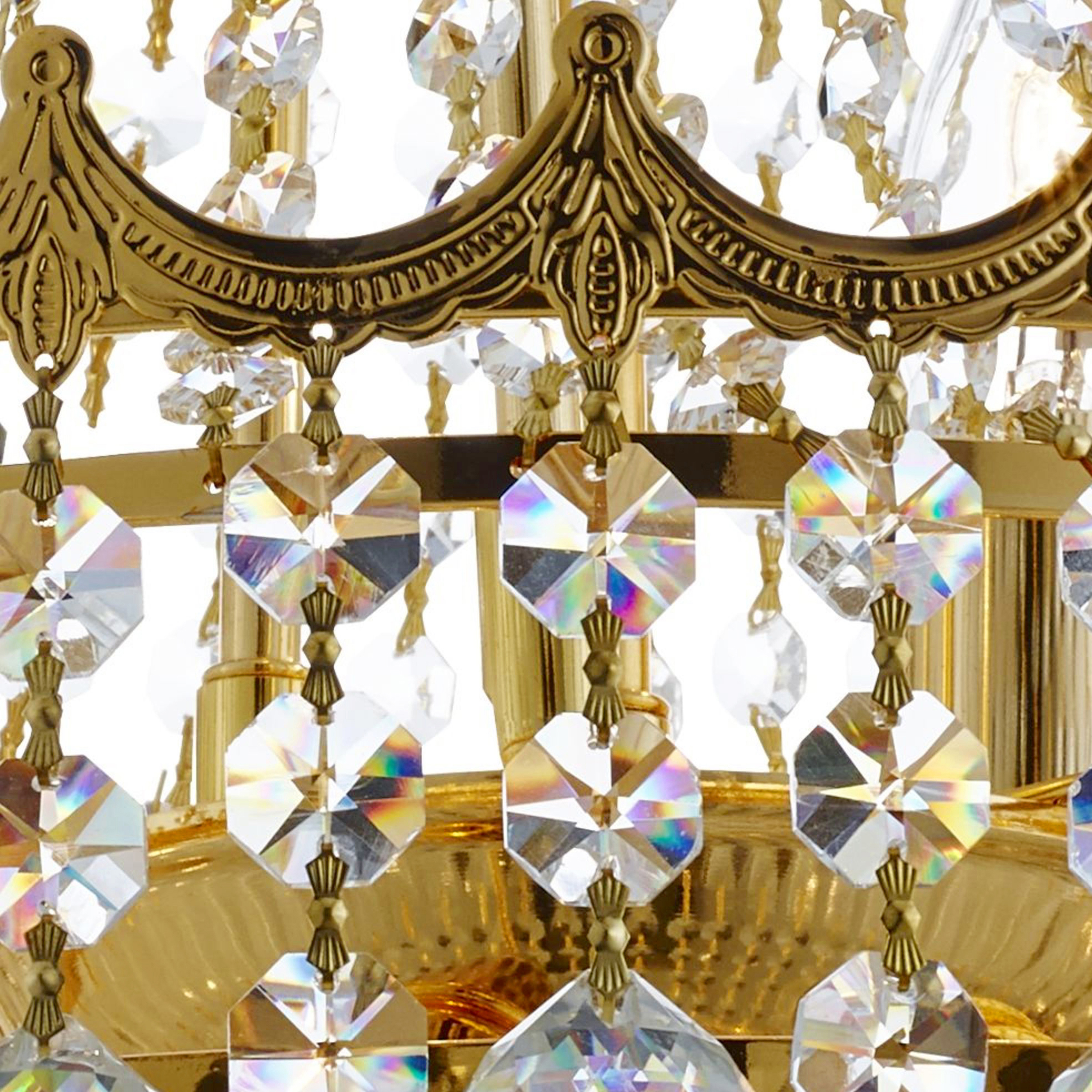 Lampadario Classico Versailles Acciaio Oro Cristallo 9 Luci E14 9112-52GO