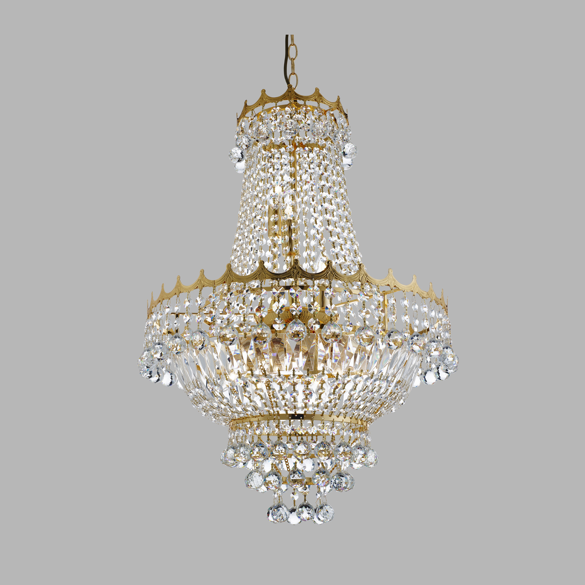 Lampadario Classico Versailles Acciaio Oro Cristallo 9 Luci E14 9112-52GO