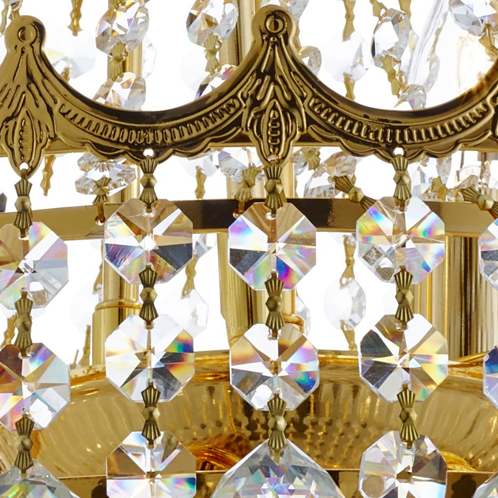 Lampadario Classico Versailles Acciaio Oro Cristallo 9 Luci E14 9112-52GO