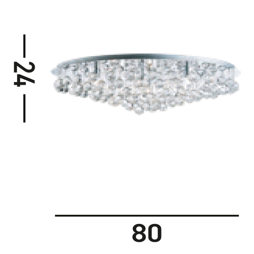 Plafoniera Contemporanea Hanna Metallo Cromo Vetro 8 Luci G9 9598-8CC