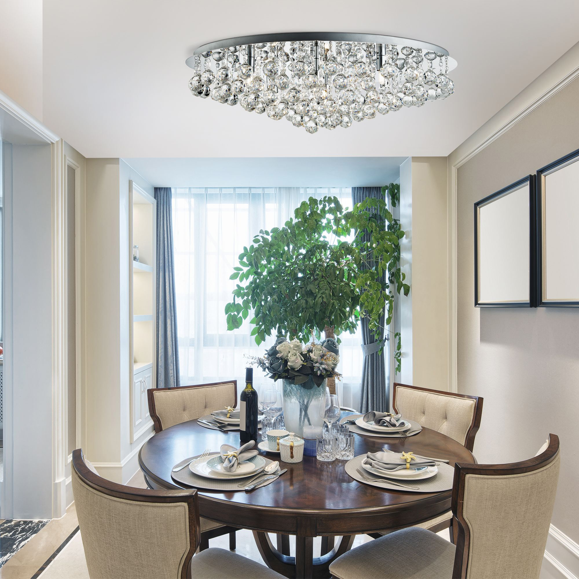 Plafoniera Contemporanea Hanna Metallo Cromo Vetro 8 Luci G9 9598-8CC