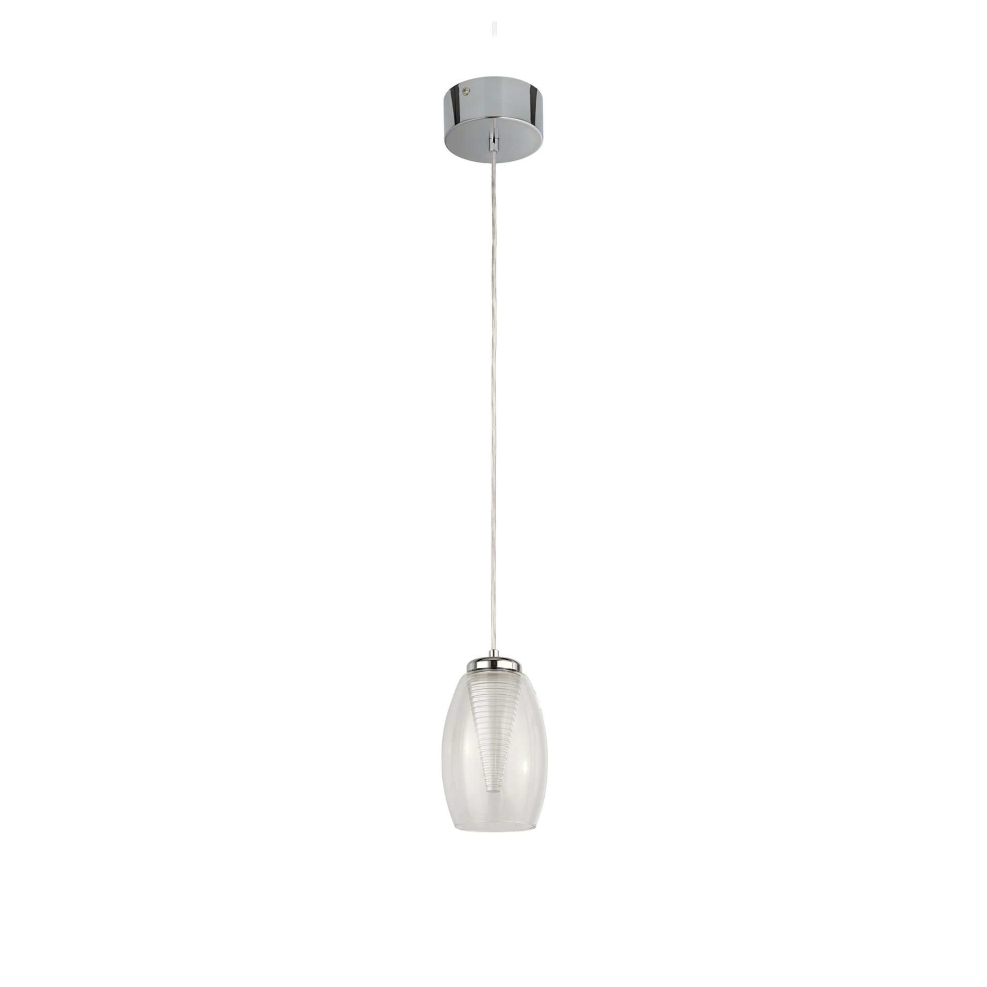 Lampadario Contemporaneo Ciclon Metallo Cromo Vetro Trasparente Led 6W 3000K 97291-1CL