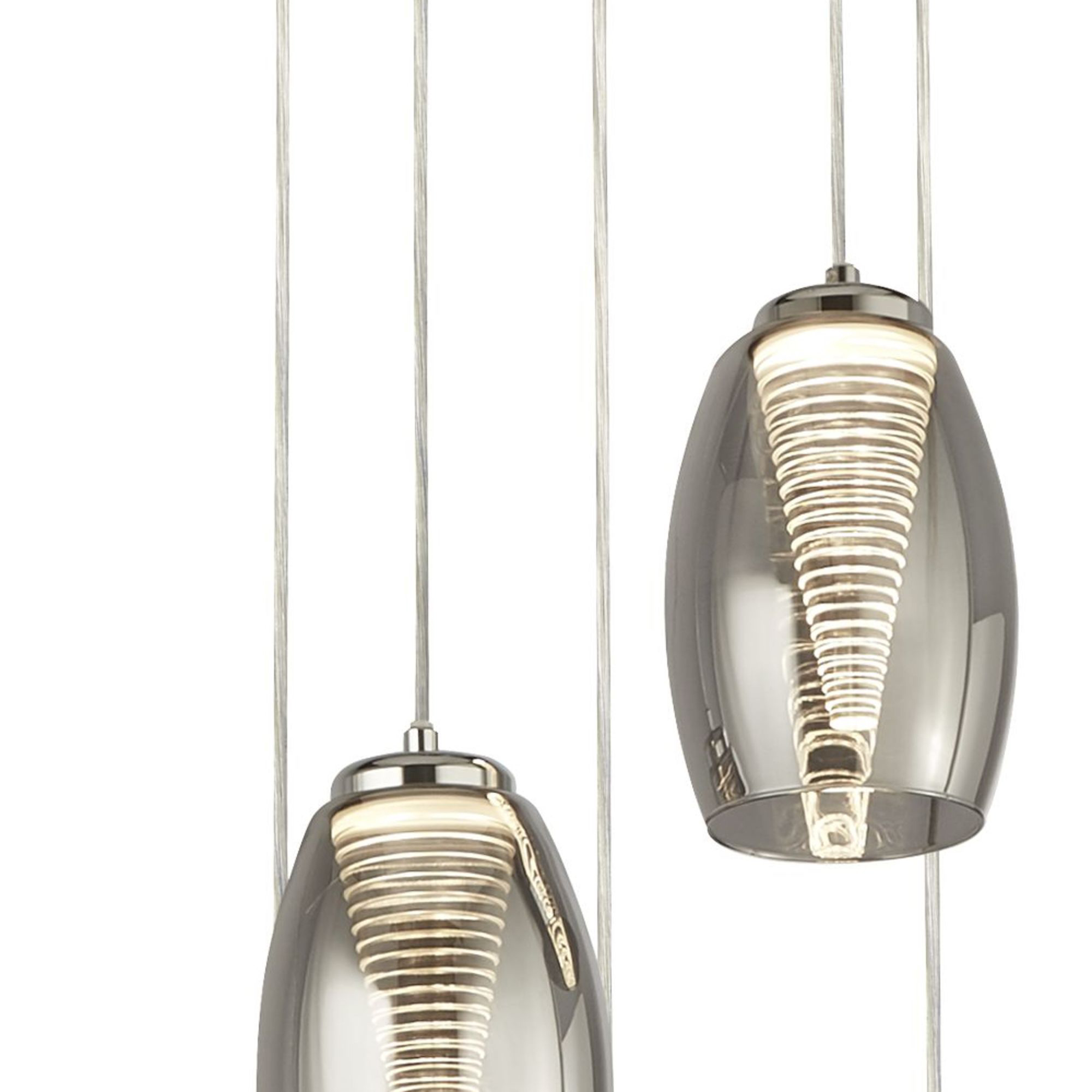 Lampadario Contemporaneo Ciclon Acciaio Cromo Vetro Fumè Led 27W 3000K 97291-5SM