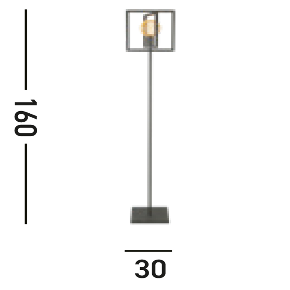 Piantana Industrial-Nordico Plaza Acciaio Nero 1 Luce E27 EU23202-1BK