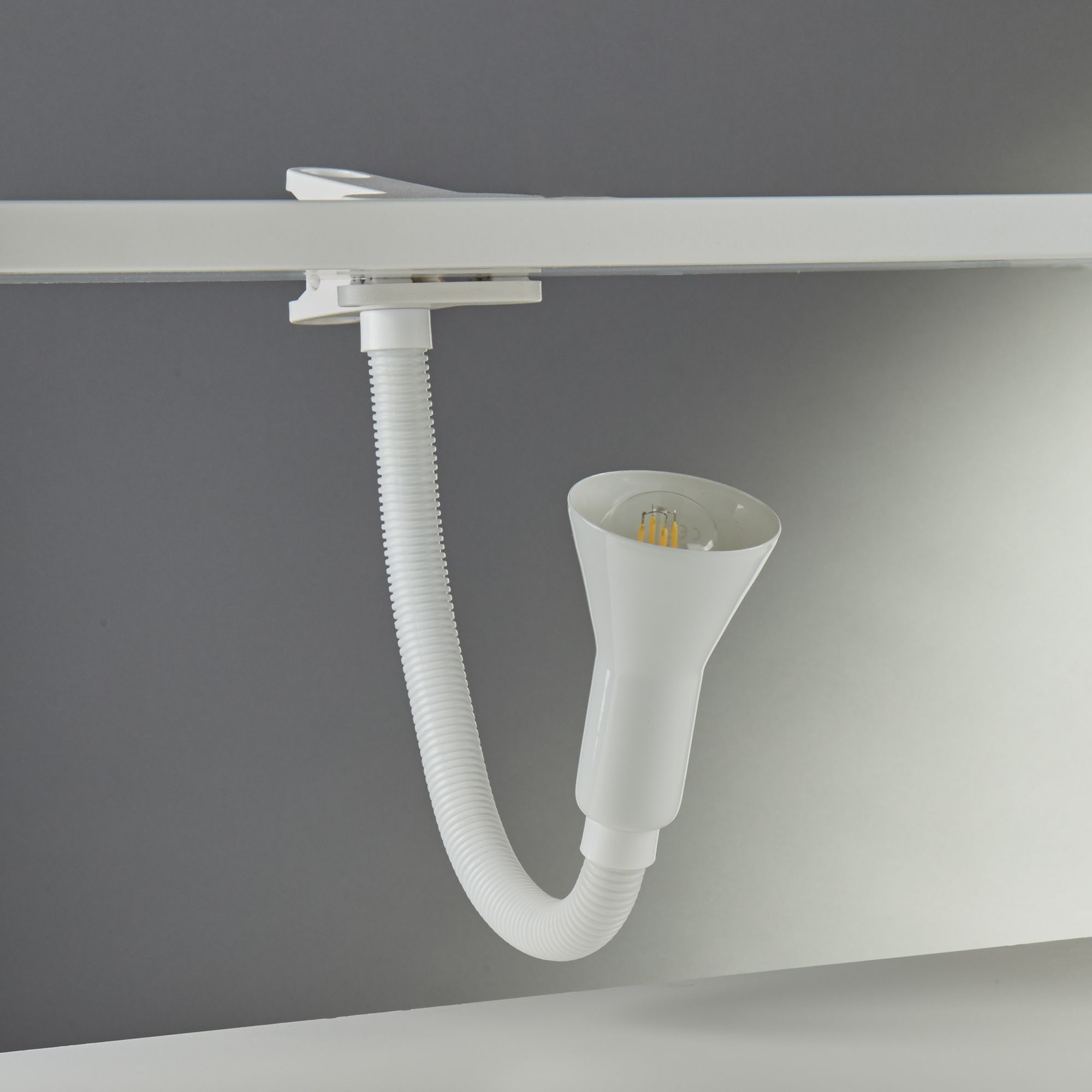 Lampada Contemporanea Desk Partners Acciaio Bianco Policarbonato 1 Luce E14 EU4122WH