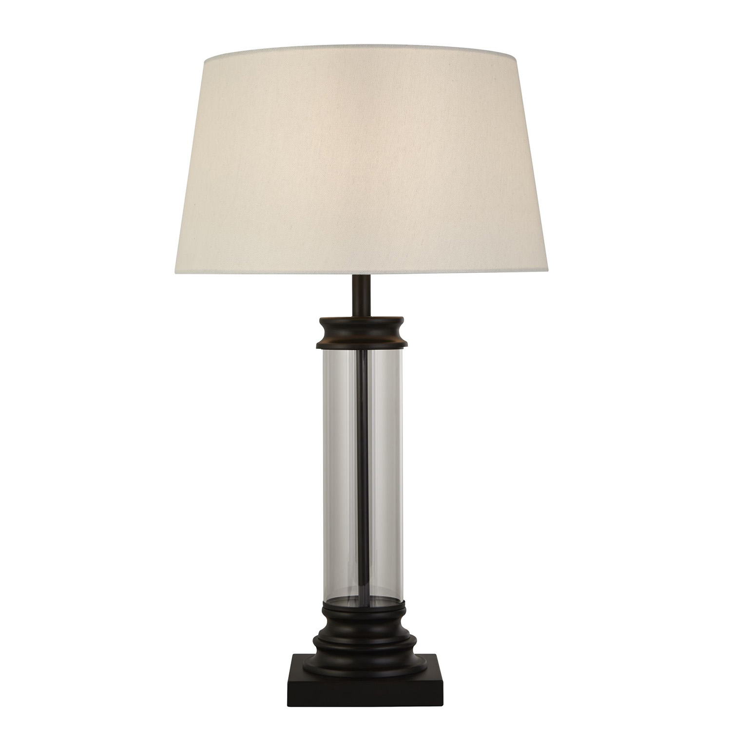 Lampada Scrivania Contemporanea Pedestal Acciaio Nero Vetro Bianco 1 Luce E27