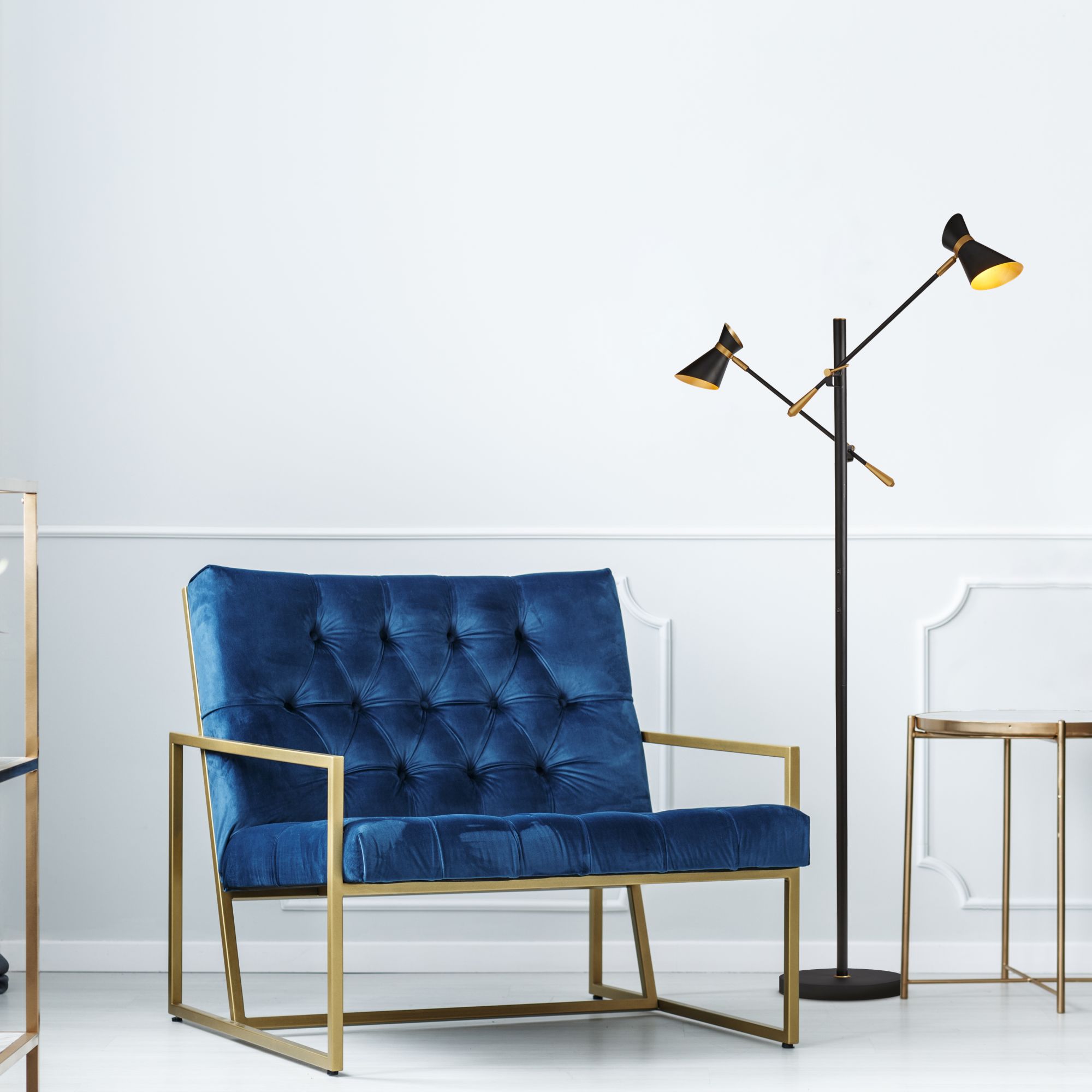 Piantana Industrial-Nordico Easel Acciaio Nero Oro Led 4W 3000K EU5962-2BG