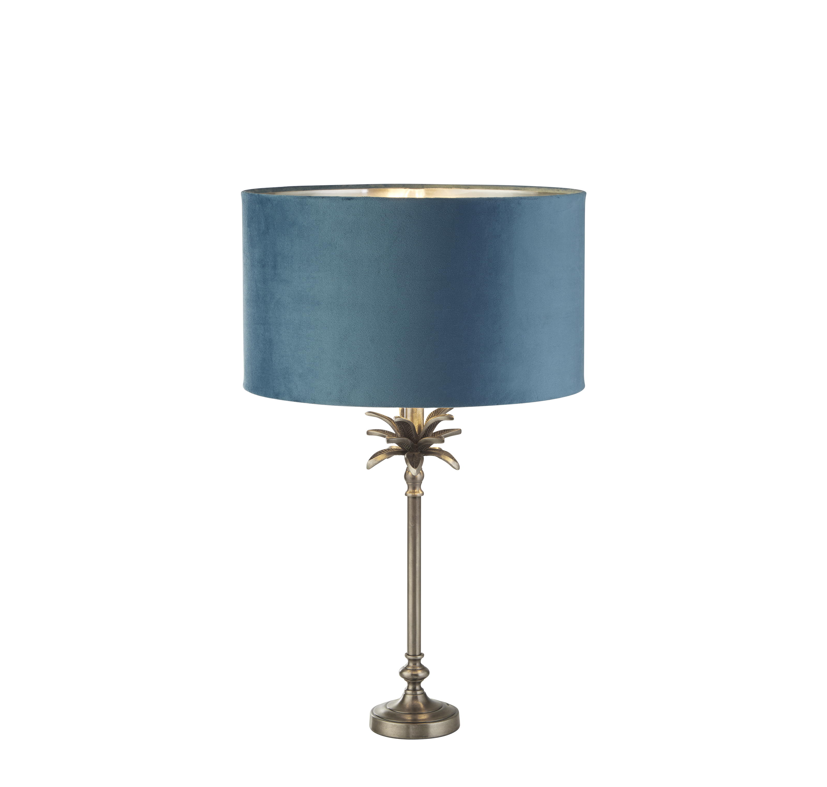Lampada Da Scrivania Palma Metallo Nichel Velluto Verde Acqua 1 Luce E27 EU81210TE