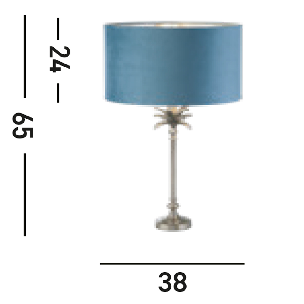 Lampada Da Scrivania Palma Metallo Nichel Velluto Verde Acqua 1 Luce E27 EU81210TE
