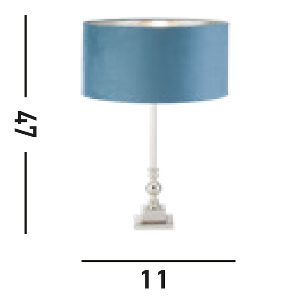 Lampada Da Scrivania Whitby Metallo Cromo Velluto Verde Acqua 1 Luce E27 EU81214TE