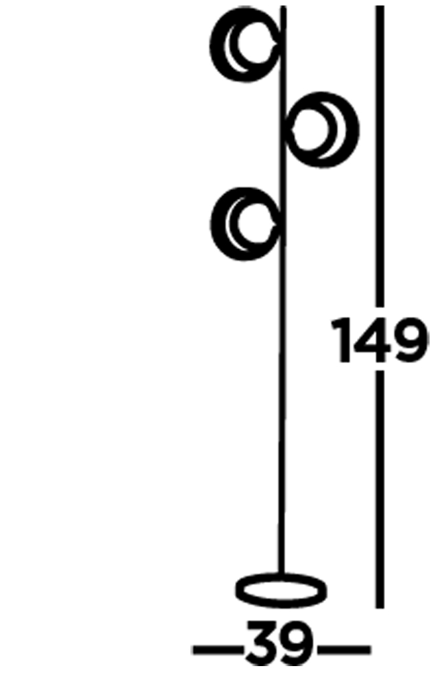 Piantana Contemporaneo Orbitale Acciaio Nero Vetro Oro 1 Luce G9 EU8143BGO