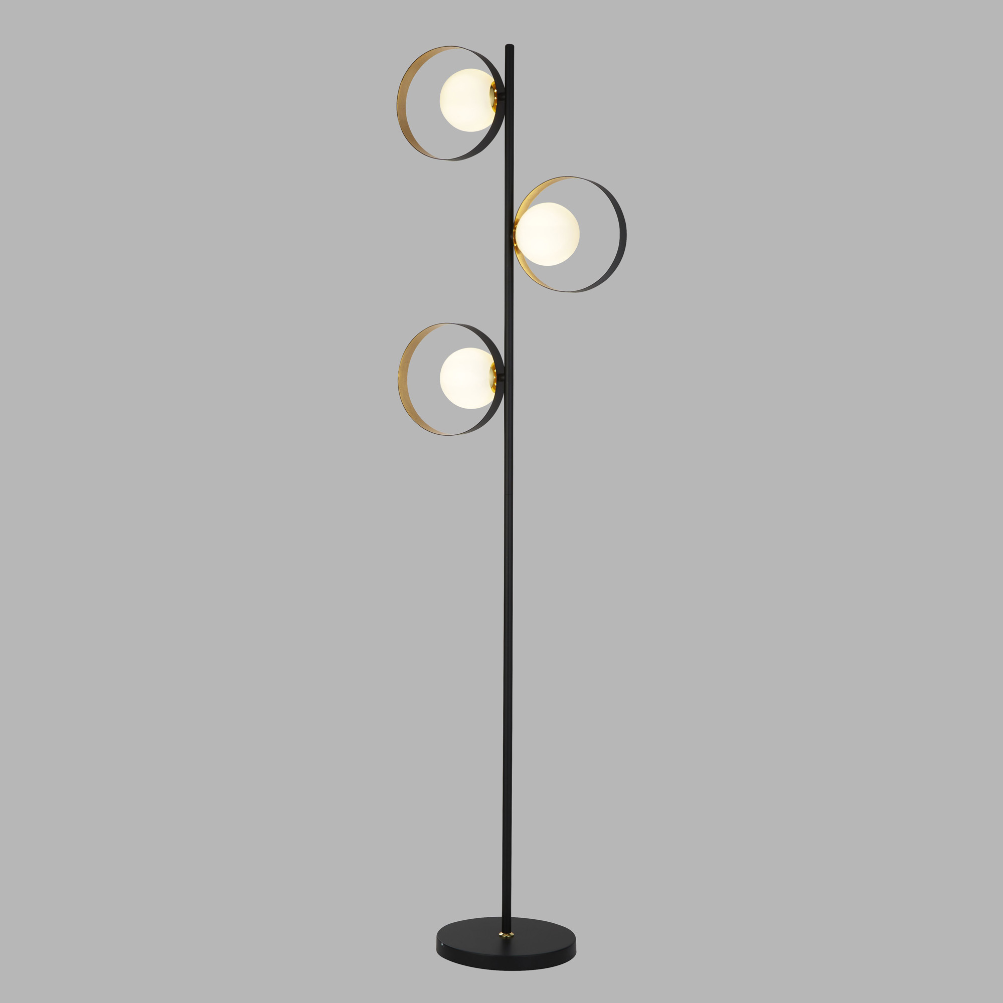 Piantana Contemporaneo Orbitale Acciaio Nero Vetro Oro 1 Luce G9 EU8143BGO