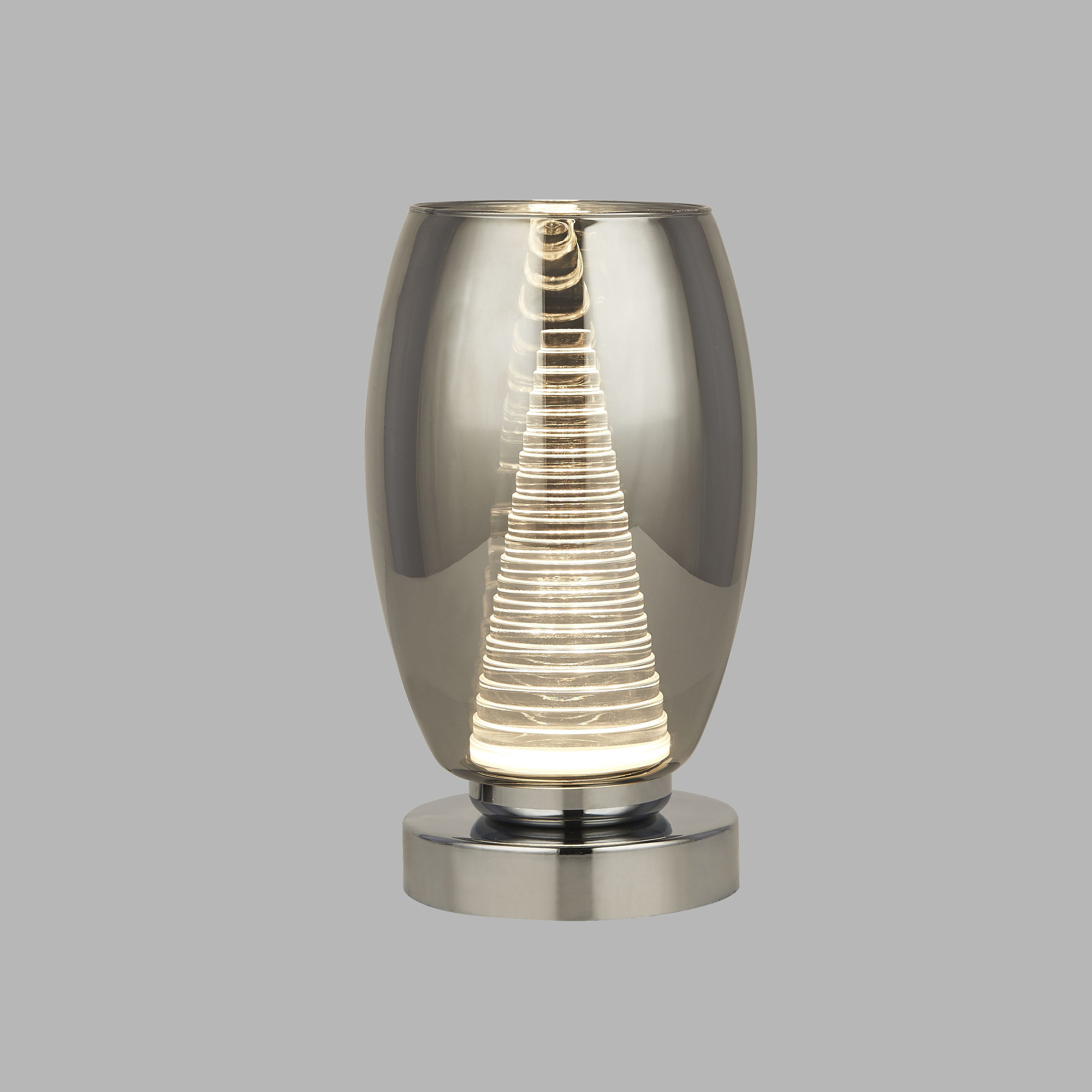 Abatjour Contemporaneo Ciclon Acciaio Cromo Vetro Fumè Led 6W 3000K EU97293-1SM