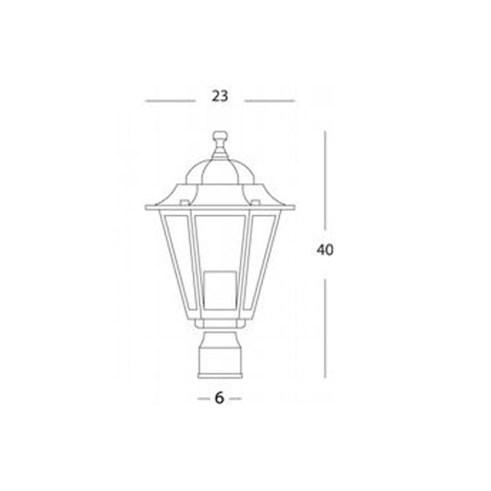 Testa Palo Da Esterno Contemporaneo Esagonale Alluminio E Vetro Nero 1 Luce E27 400/06