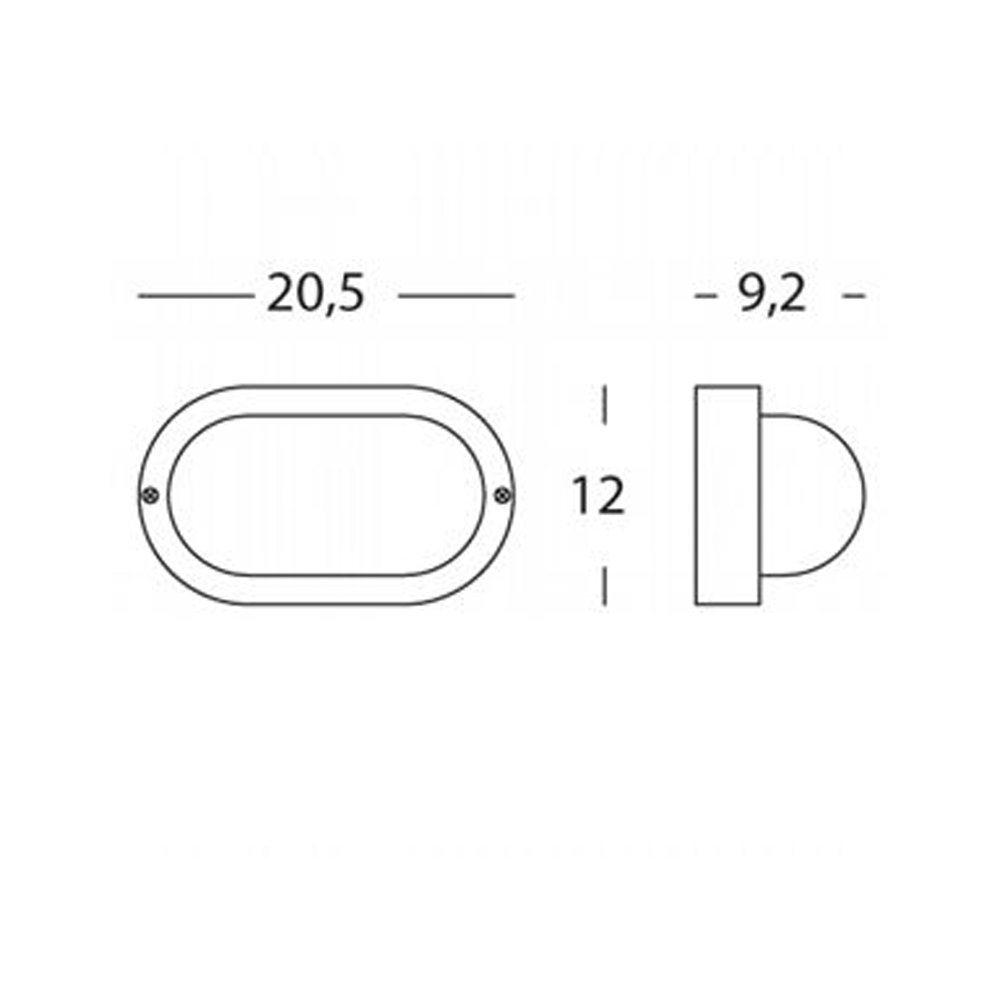 Plafoniera Da Esterno Contemp. Echo Ovale Termoplastica E Vetro Nero 1 Luce E27 45/06