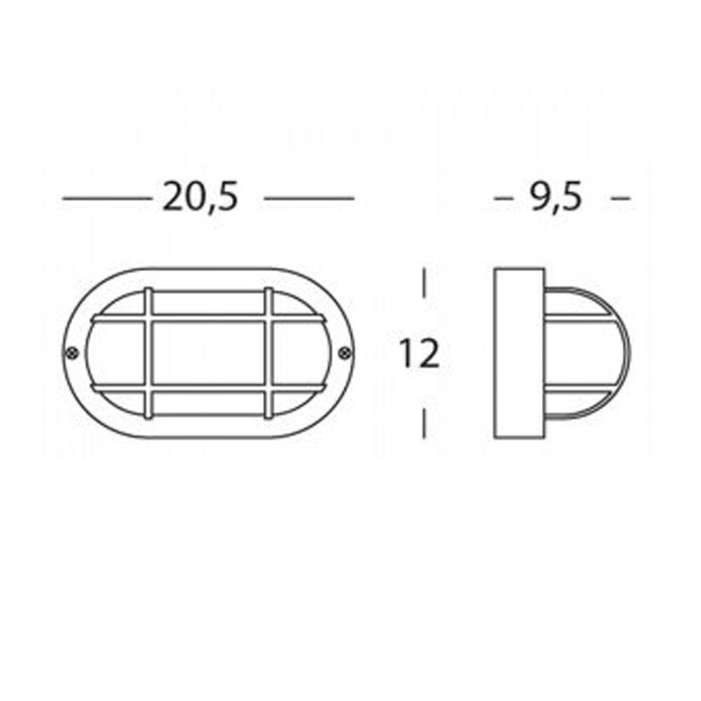 Plafoniera Esterno Con Gabbia Echo Ovale Termoplastica E Vetro Bianco 1 Luce E27 46/02