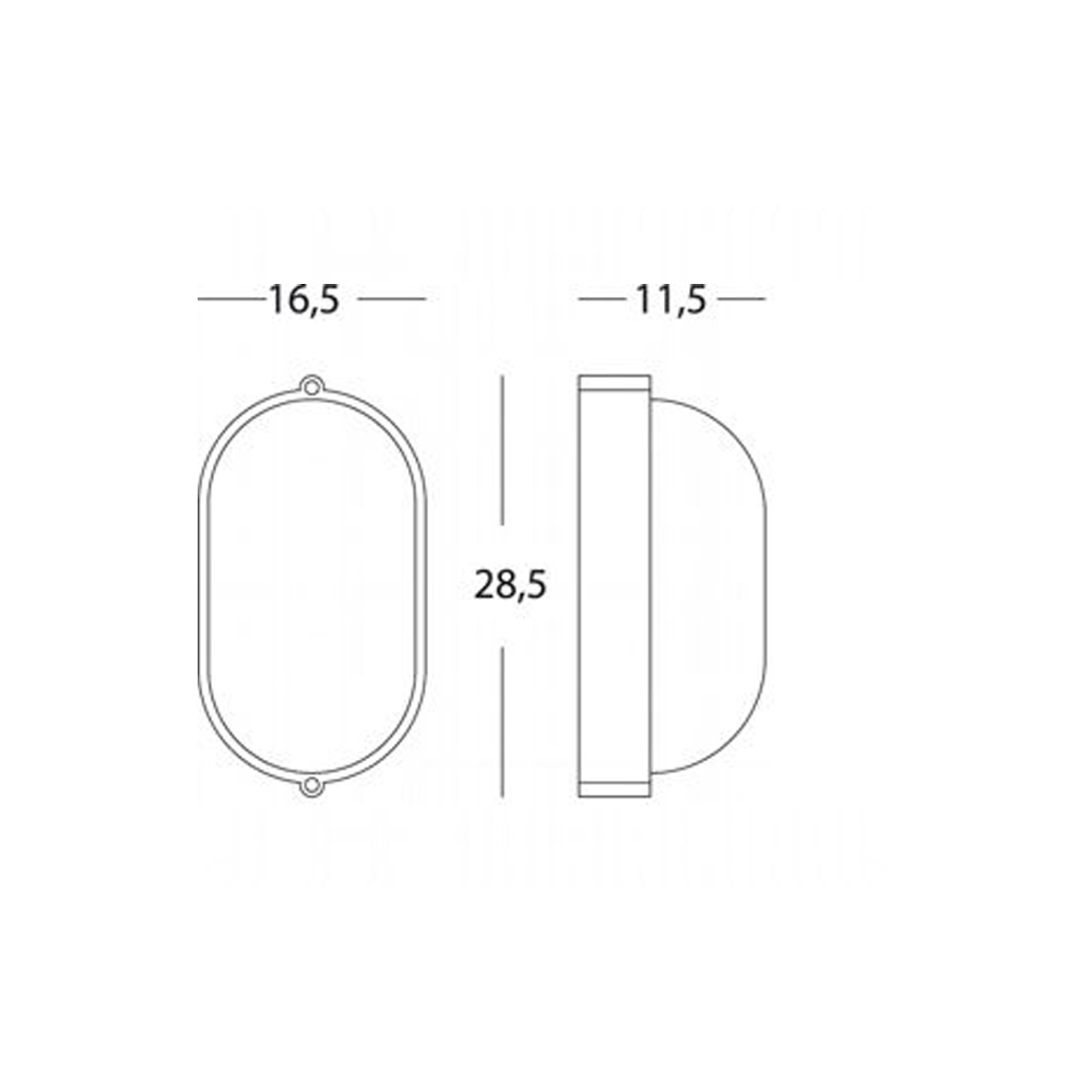 Applique Esterno Grande Industriale Ovale Alluminio E Vetro Nero 1 Luce E27 701/06