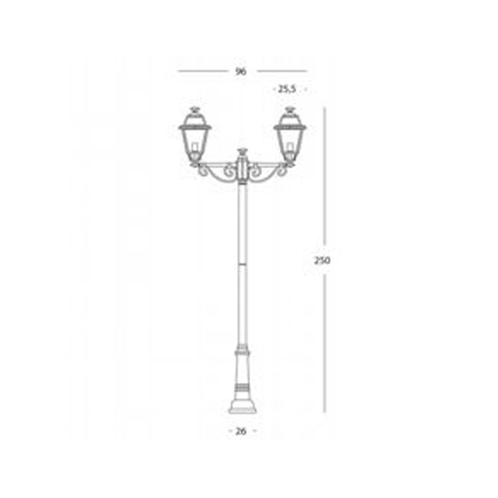 Palo Da Esterno Contemporaneo 250Cm Elegance Alluminio E Vetro Grigio 2 Luci E27 861/16