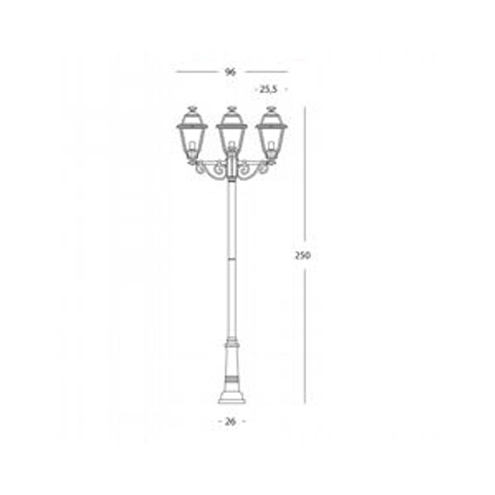 Palo Da Esterno Contemporaneo 250Cm Elegance Alluminio E Vetro Grigio 3 Luci E27 862/16