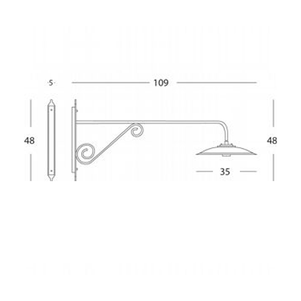 Applique Lunga Grande Esterno Antique Alluminio E Porcellana Grigio 1 Luce E27 929/16