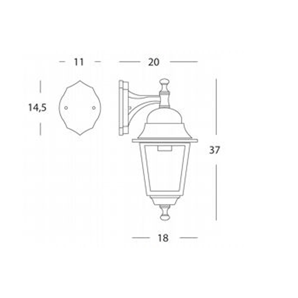 Applique Piccola In Basso Esterno Contemp. Old Alluminio E Vetro Nero 1 Luce E27 953/06