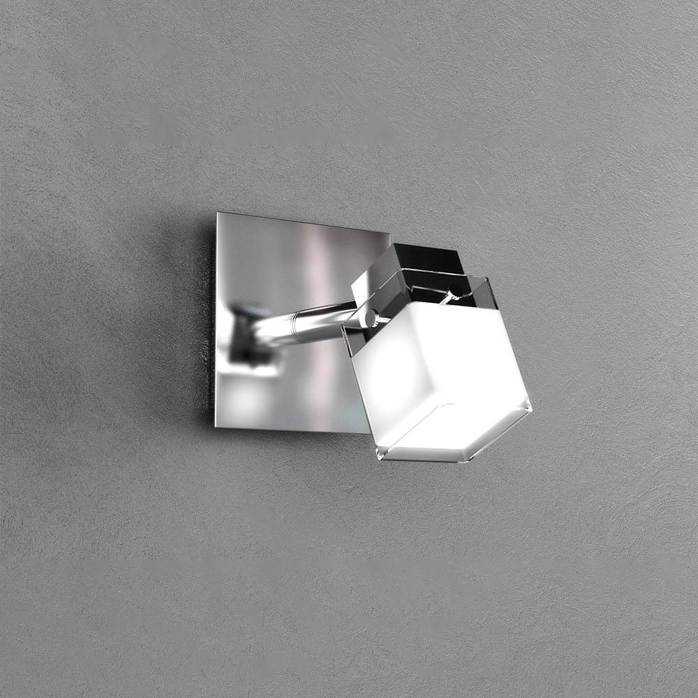 Applique Contemporanea Dice Metallo Cromo Vetro Trasparente Satinato 1 Luce G9 1095_F1