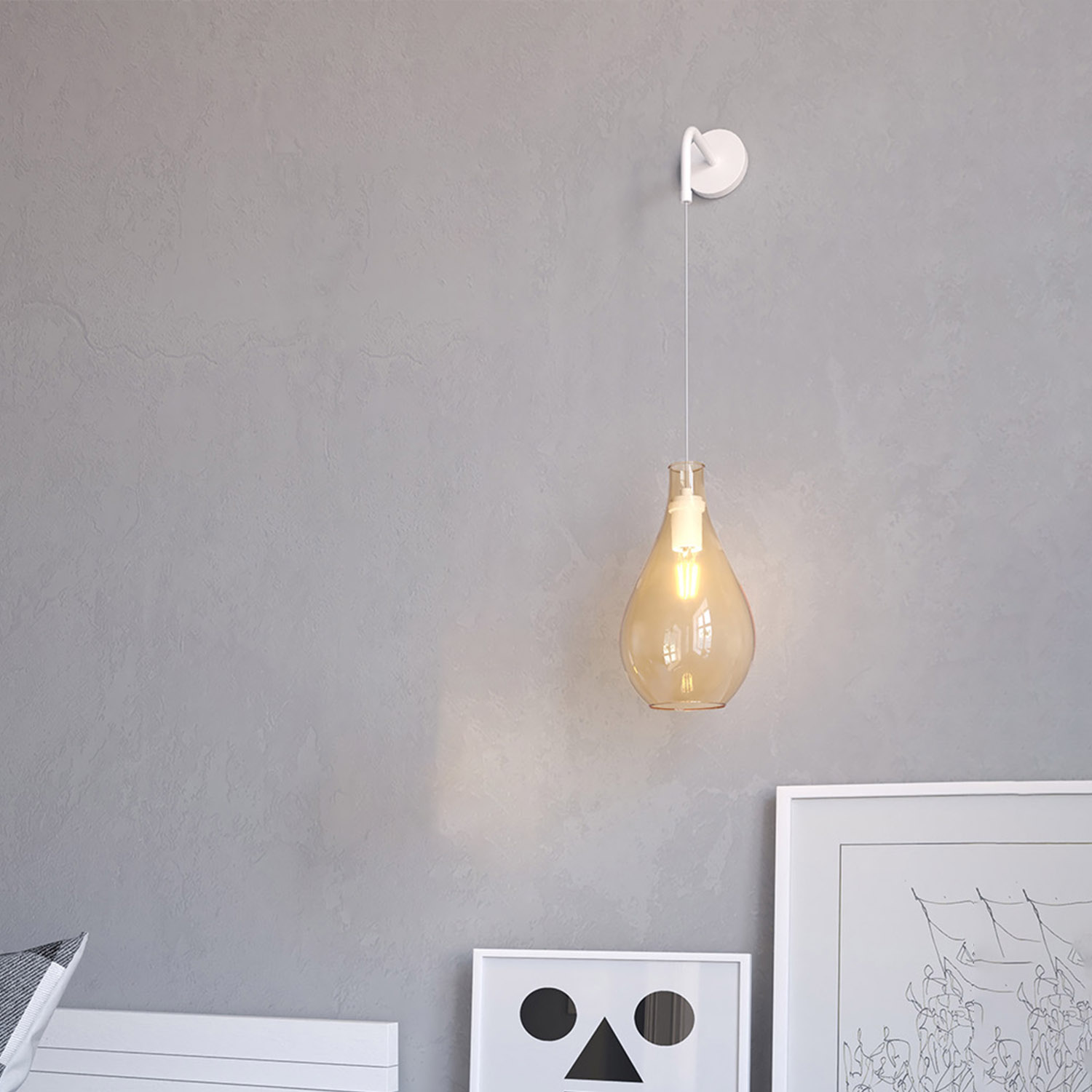 Image of Applique Contemporanea Drop 2.0 Metallo Ambra Vetro Ambra 1 Luce E27