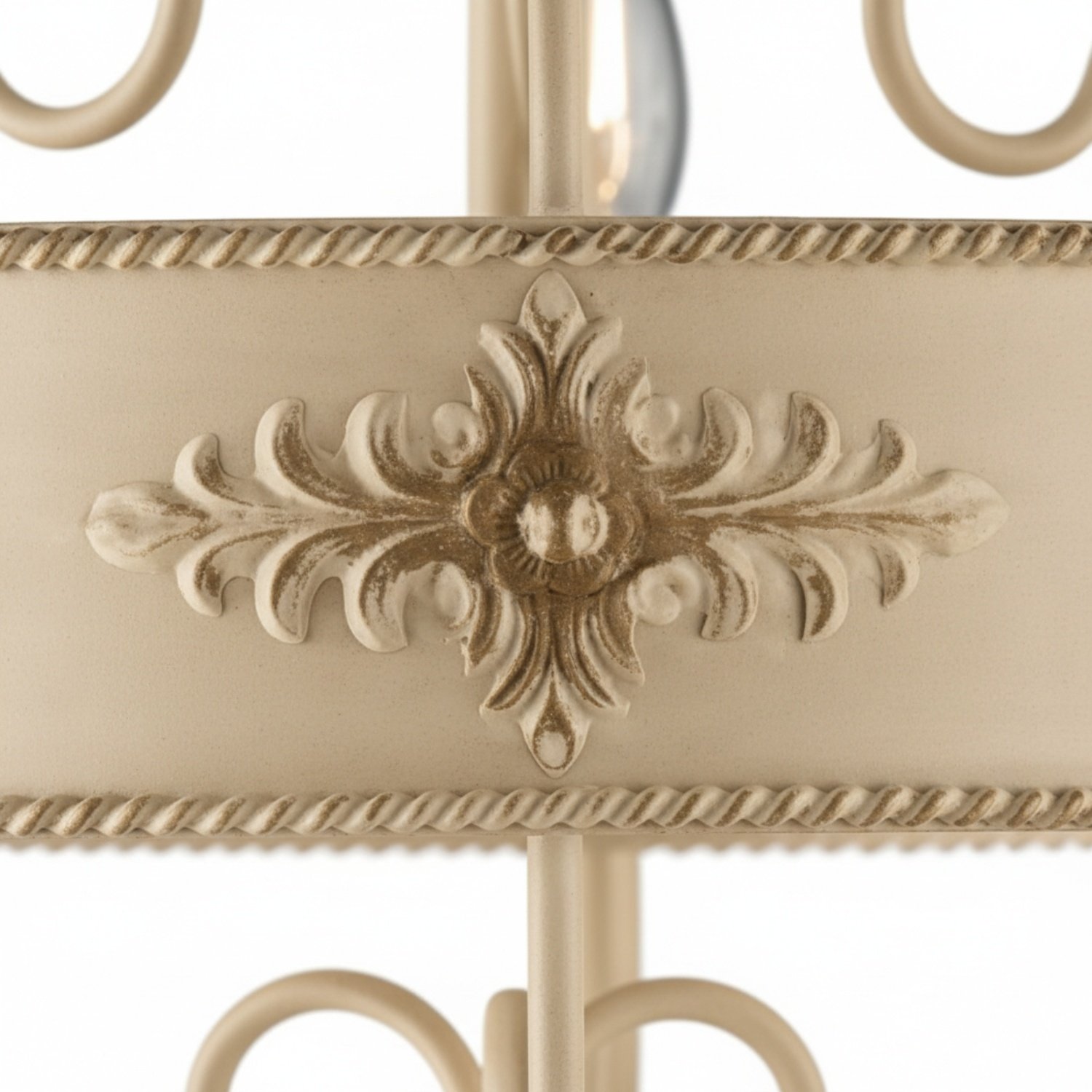 Lampadario Rustico Baltimora Metallo Avorio Oro 3 Luci E14 BL183-3-AV