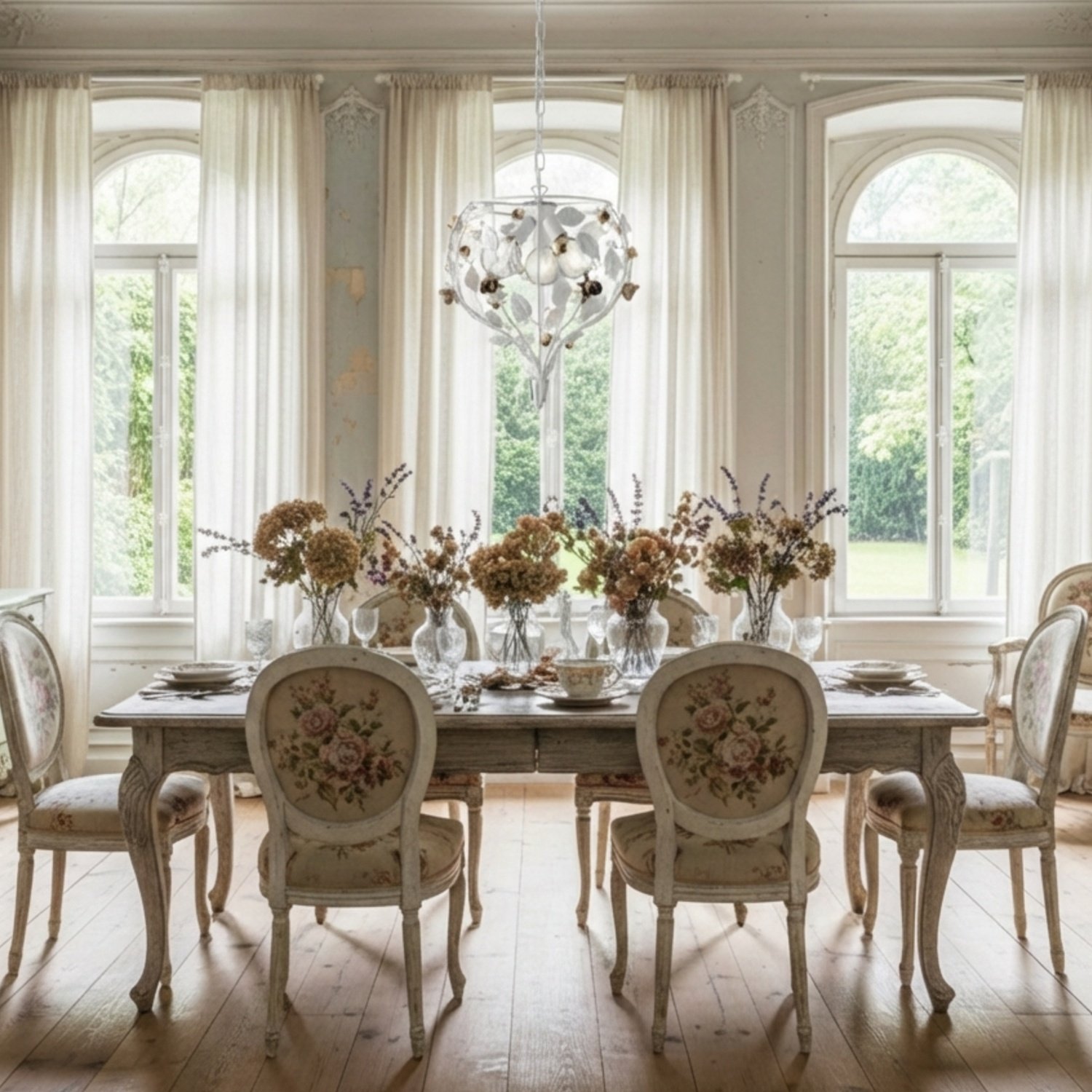 Lampadario Shabby Chic Bella Metallo Bianco 3 Luci E27 BL196-3-BCO