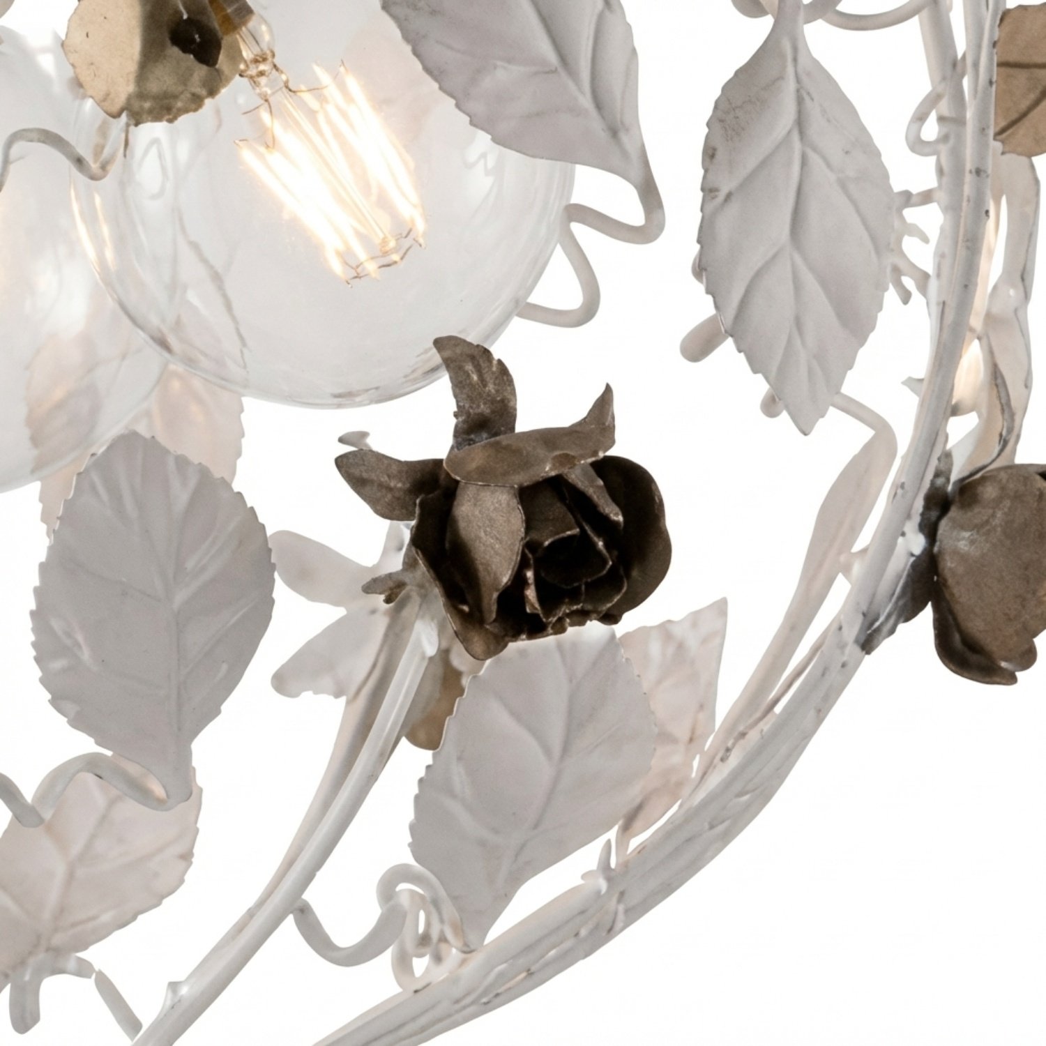 Lampadario Shabby Chic Bella Metallo Bianco 3 Luci E27 BL196-3-BCO