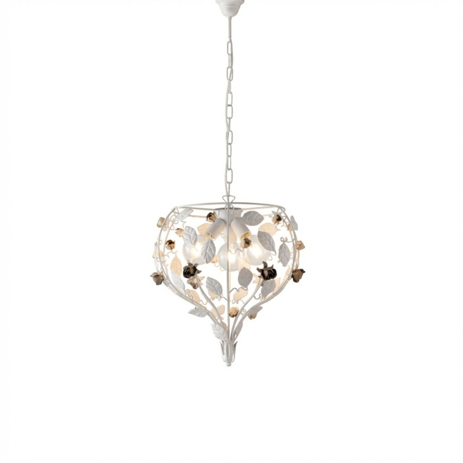 Lampadario Shabby Chic Bella Metallo Bianco 3 Luci E27 BL196-3-BCO